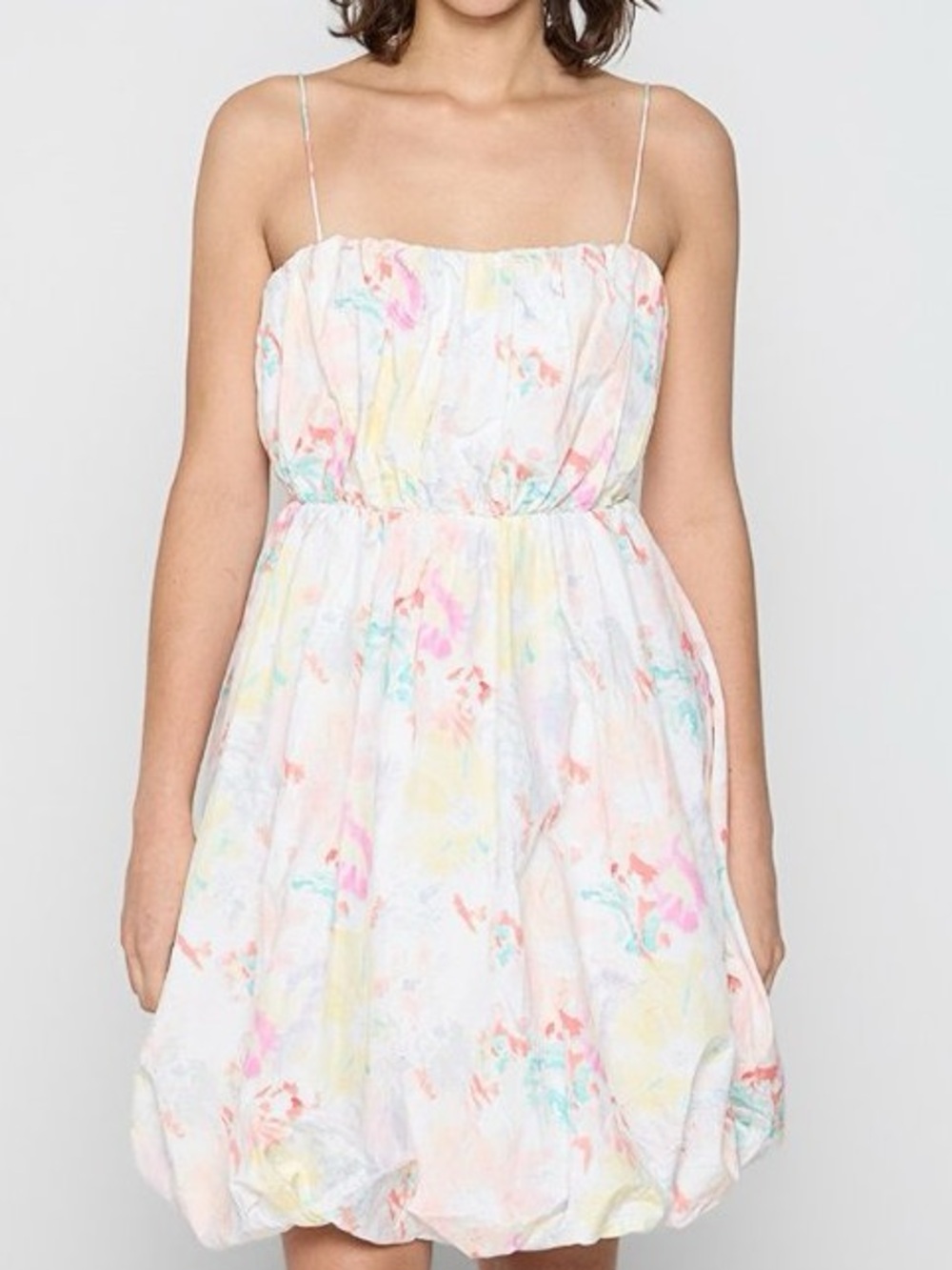& Other Stories Pastel Floral Bubble Mini Dress - size US 12